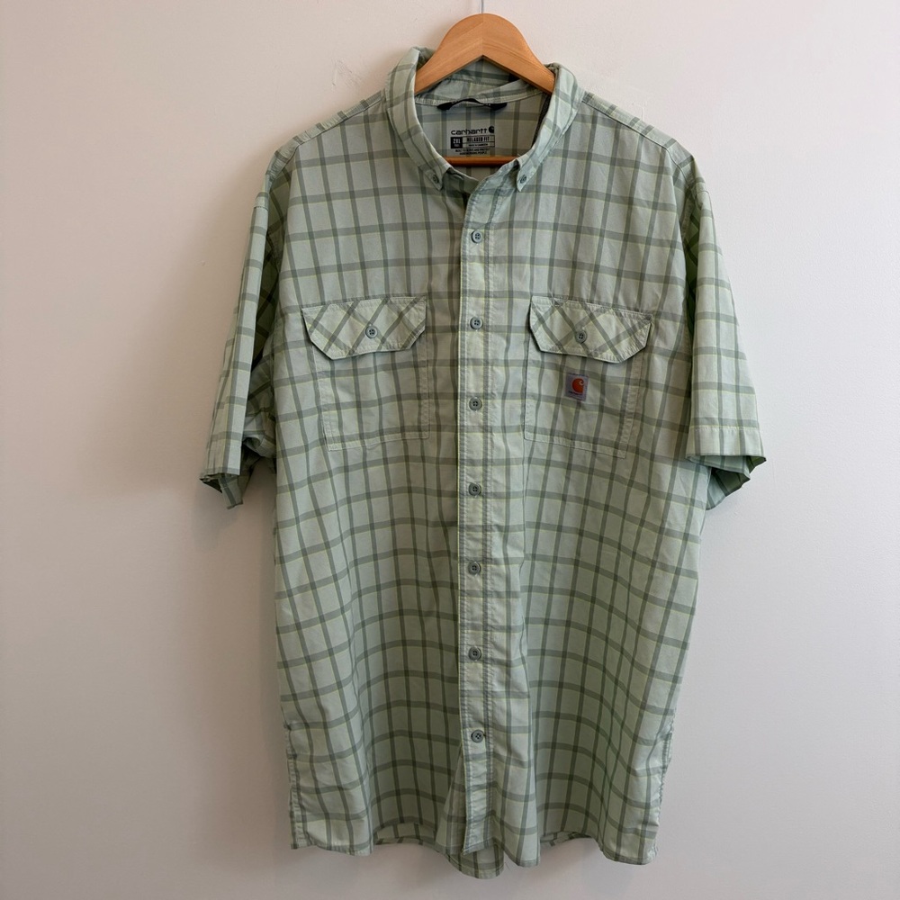 Carhartt Light Green Plaid‎ Button Down Shirt